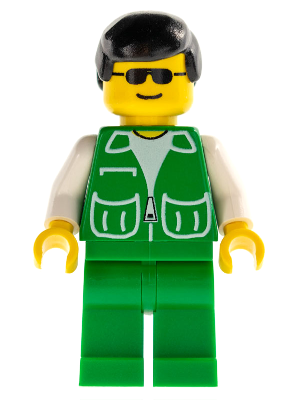 pck019 Jacket Green with 2 Large Pockets - Green Legs, Black Male Hair