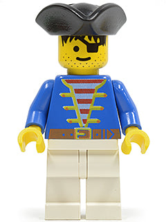 pi006 Pirate Blue Jacket White Legs, Black Pirate Triangle Hat