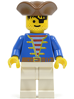 pi009 Pirate Blue Jacket, White Legs, Brown Pirate Triangle Hat