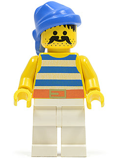 pi019 Pirate Blue / White Stripes Shirt, White Legs, Blue Bandana