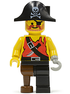 pi022 Pirate Shirt with Knife, Black Leg with Peg Leg, Black Pirate Hat with Skull
