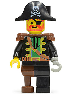 pi055 Captain Red Beard (Captain Roger) - Brown Epaulettes, Pirate Hat with Skull and Crossbones