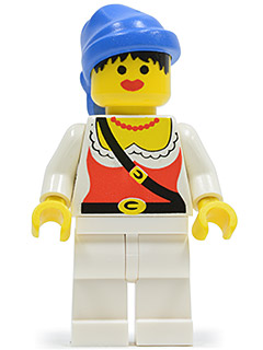 pi056 Pirate Female, White Legs, Blue Bandana