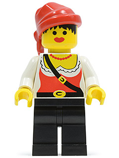 pi057 Pirate Female, Black Legs, Red Bandana
