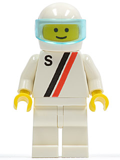 s006 'S' - White with Red / Black Stripe, White Legs, White Helmet, Trans-Light Blue Visor