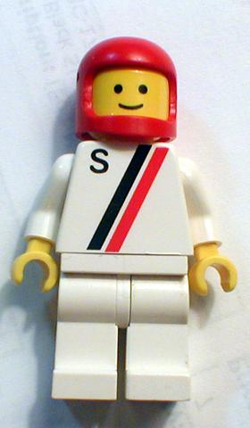s007 'S' - White with Red / Black Stripe, White Legs, Red Classic Helmet