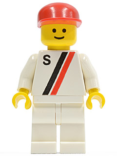s008 'S' - White with Red / Black Stripe, White Legs, Red Cap