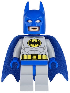sh0111 Batman - Light Bluish Gray Suit with Yellow Belt and Crest, Blue Mask and Cape