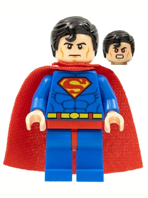 sh0156 Superman - Blue Suit, Spongy Cape, Hair with Front Curl, Frown / Red Eyes