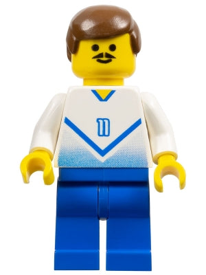 soc085 Soccer Player White & Blue Team with shirt #11