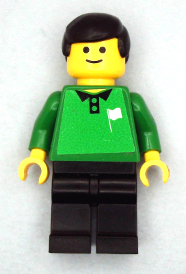 soc112s Soccer Referee Green, Line - Black Legs, White Flag Torso Sticker (Shell)