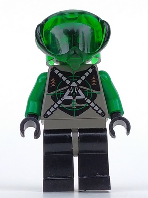 sp031 Insectoids Zotaxian Alien - Male, Gray and Green with Green Circuits and Silver Hoses (Danny Longlegs / Corporal Steel)