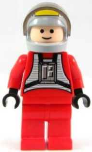 sw0032a Rebel Pilot B-wing - Light Nougat Head, Light Bluish Gray Helmet, Trans-Brown Visor, Red Flight Suit