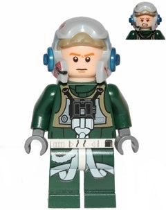 [SW0437] Rebel Pilot A-wing (Open Helmet, Dark Green Jumpsuit, Frown / Scared) (Arvel Crynyd)
