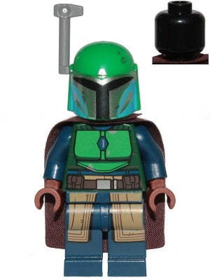 [SW1078] Mandalorian Tribe Warrior (Idalia Desta) - Female, Dark Brown Cape, Green Helmet with Antenna / Rangefinder
