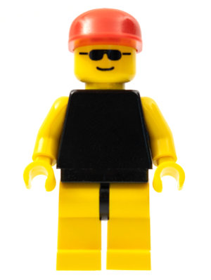 trn037 Plain Black Torso with Yellow Arms, Yellow Legs, Sunglasses, Red Cap