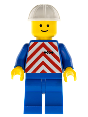 LEGO Red & White Stripes - Blue Legs, White Construction Helmet (trn051)