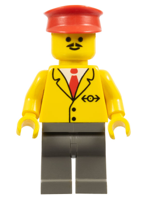 LEGO Railway Employee 5, Dark Gray Legs, Red Hat (trn061)