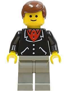 trn078 Suit with 3 Buttons Black - Light Gray Legs, Brown Male Hair
