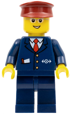 trn234 Steward - Dark Blue Suit with Train Logo, Dark Blue Legs, Dark Red Hat, Glasses