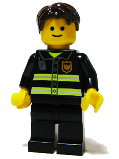 twn091 Fire - Reflective Stripes, Black Legs, Dark Brown Short Tousled Hair