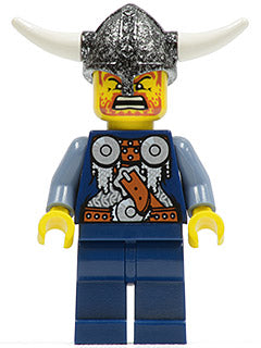vik035 Viking Blue Chess Pawn - Horns Glued to Helmet