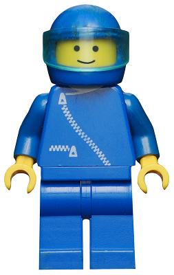 LEGO Jacket with Zipper - Blue, Blue Legs, Blue Helmet, Trans-Light Blue Visor (zip004)